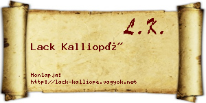 Lack Kalliopé névjegykártya